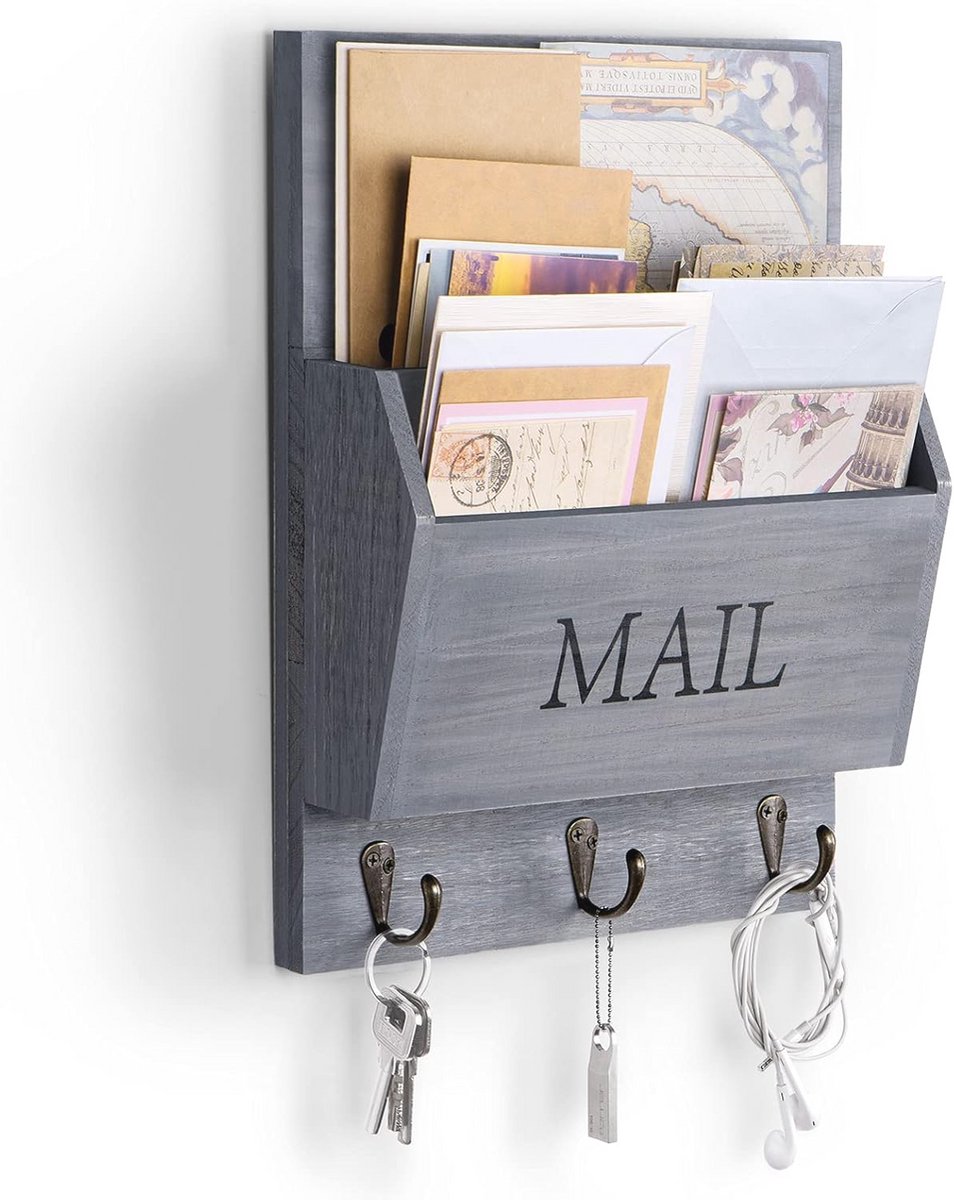 Decoratieve Mail Organizer met Sleutelhouder voor Muur