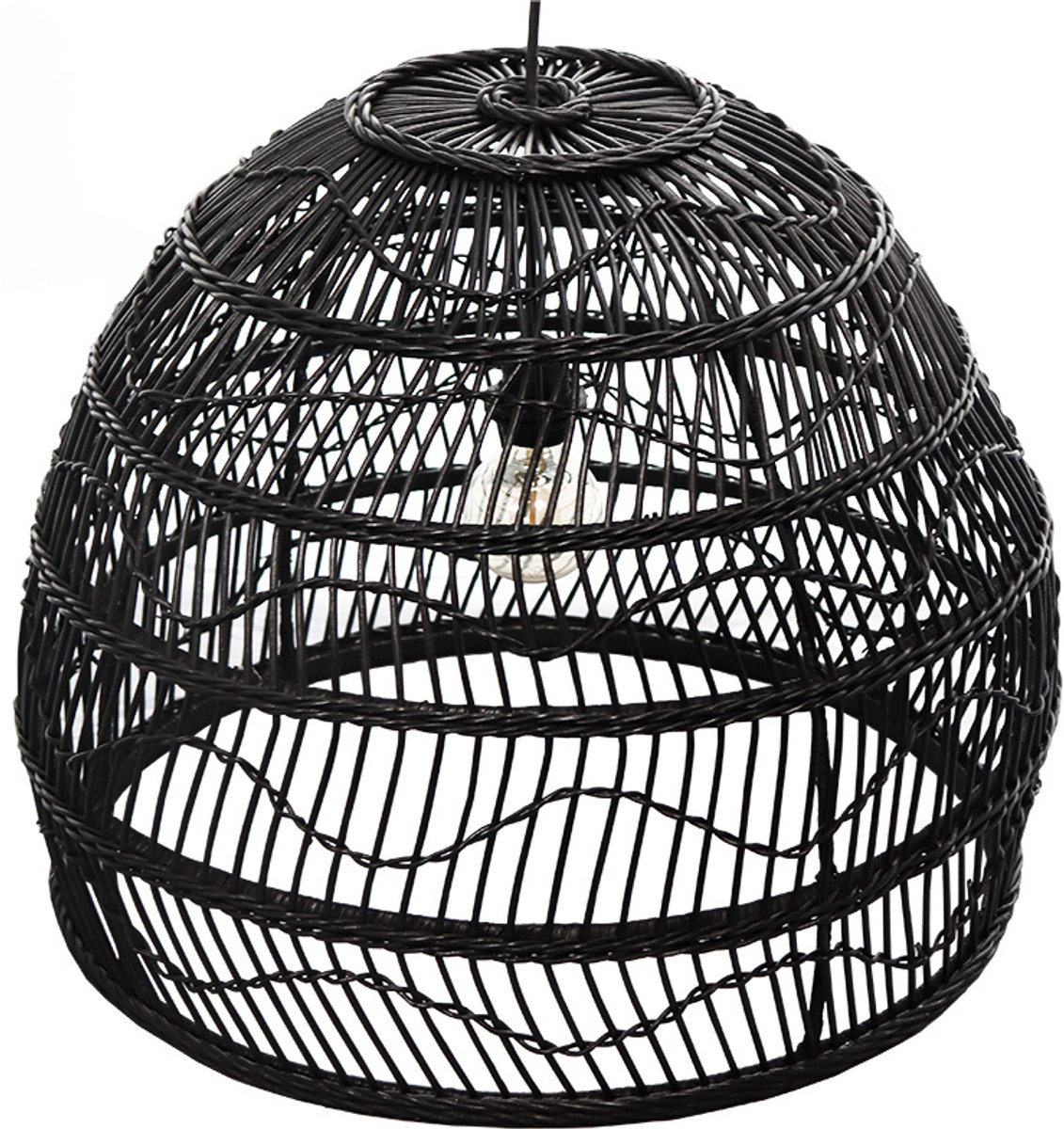Zwarte Rotan Hanglamp Living - Ø50xH40 cm