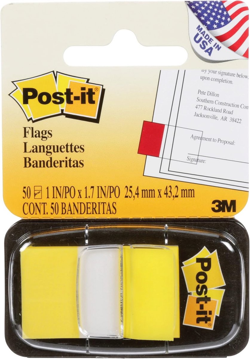 Geel Post-it Vlaggenpakket - 50 Vlaggen per Dispenser - 24 Dispensers per Verpakking