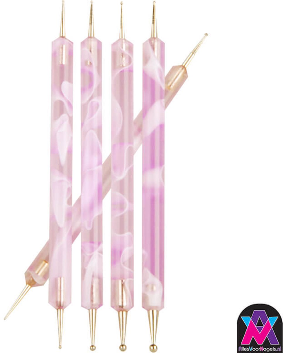 AVN - 5 dotting tools - roze/doorzichtig - nailart