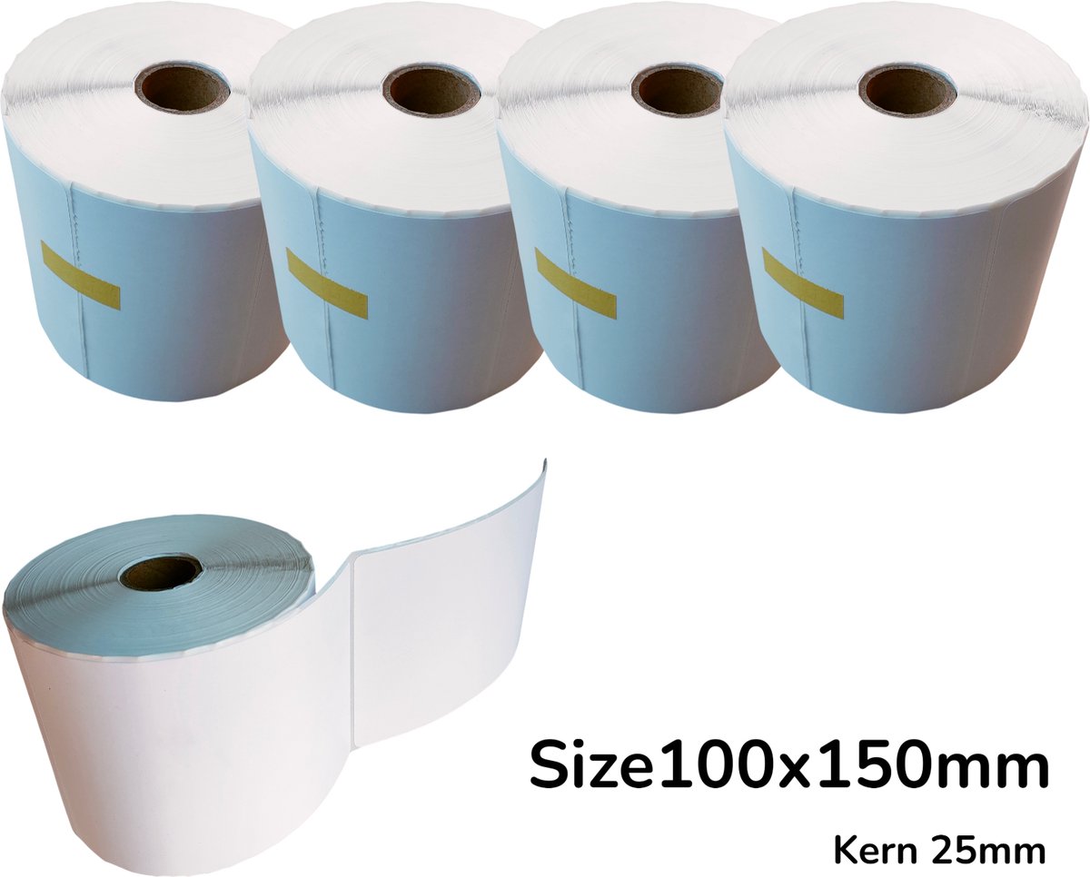 KATRIZ® huismerk verzendlabels voor Thermische Labelprinter 5 stuks - 150x100mm - Kern 25mm - 500 etikketten per rol - Labelstickers voor DHL, postNL, DPD, UPS , FedEx, TNT, GLS