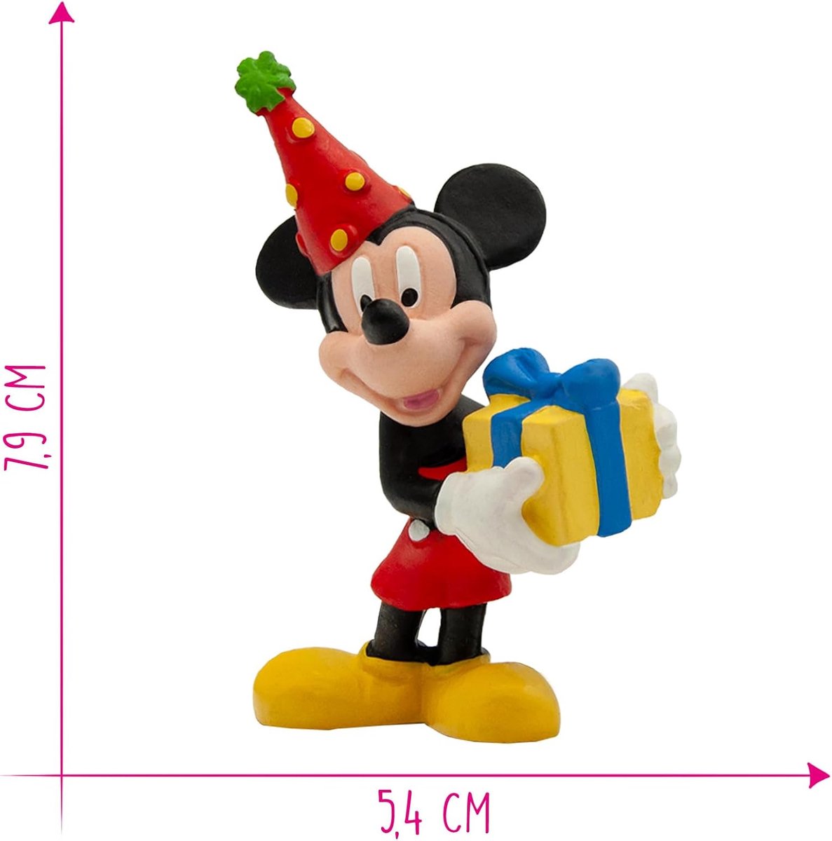 Bullyland 15348 – Speelfiguur en verzamelfiguur Mickey Mouse met cadeautje, ca. 7 cm – levensecht en detailrijk vormgegeven – ideaal als taartfiguur en klein cadeautje voor kinderen vanaf 3 jaar. — afbeelding 2