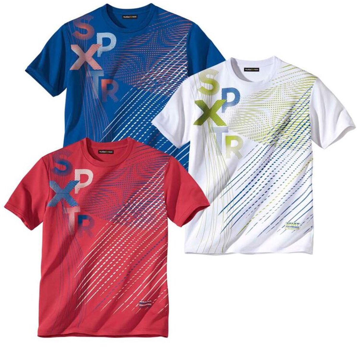 ATLAS FOR MEN - Set van 3 Sport Performer T-shirts - Heren - Verkrijgbaar in grote maten - M