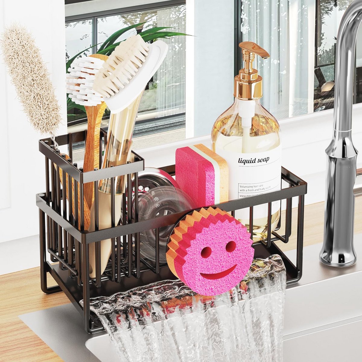 Sponshouder en organizer voor aanrecht met smiley design - Perfect voor je keuken