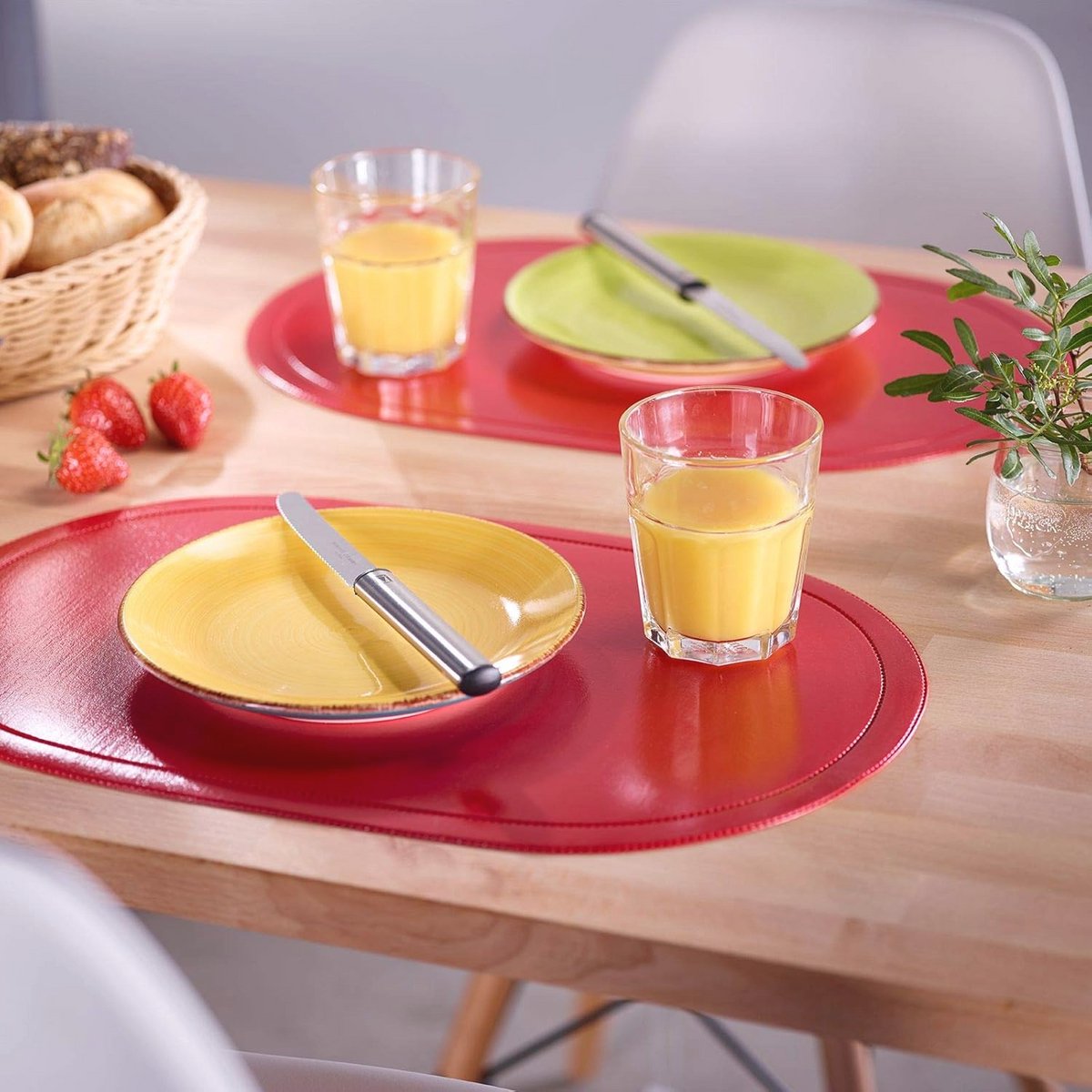 Set van 4 Onderhoudsvriendelijke Placemats in Rood - Hygiënisch en Stijlvol