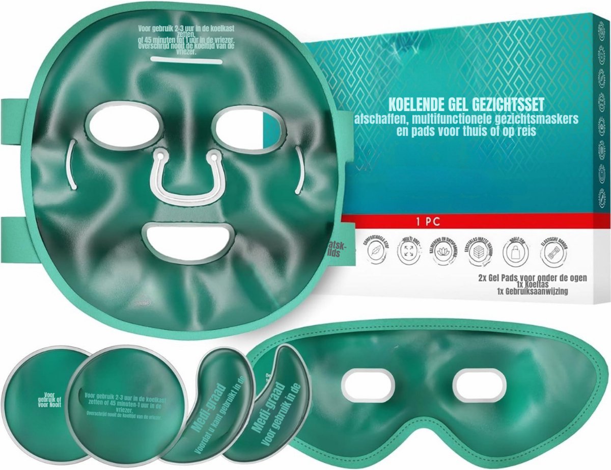 MMP® Ijsmasker - Migraine Masker - Oogmasker - 32x21x3cm - Blauwgroen