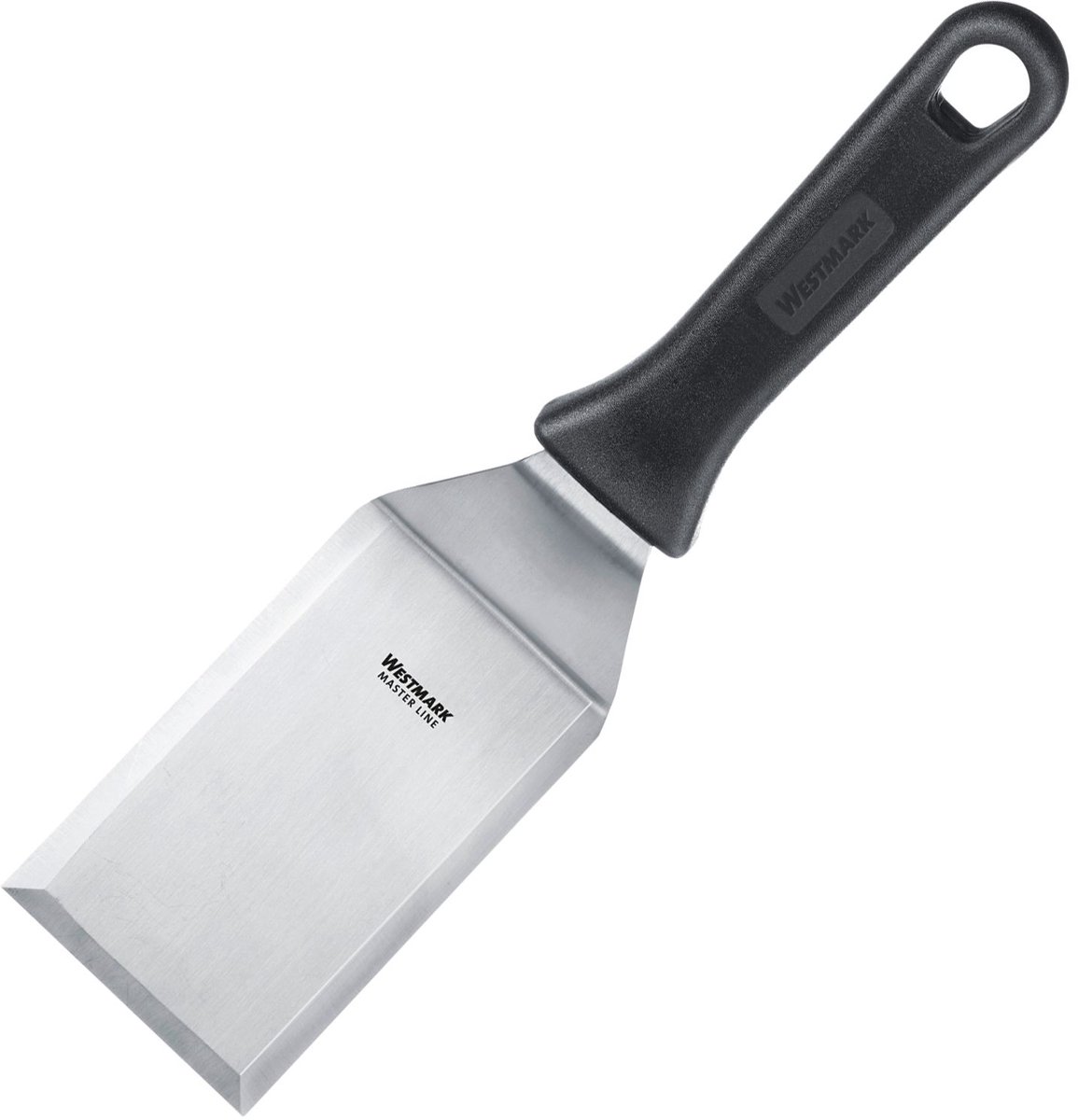 Westmark Professionele spatel, gebogen, stijf, scherpe randen, lemmet: 7 x 11,5 cm, lengte: 28 cm, RVS/kunststof, Master Line, zwart/zilver, 13322270
