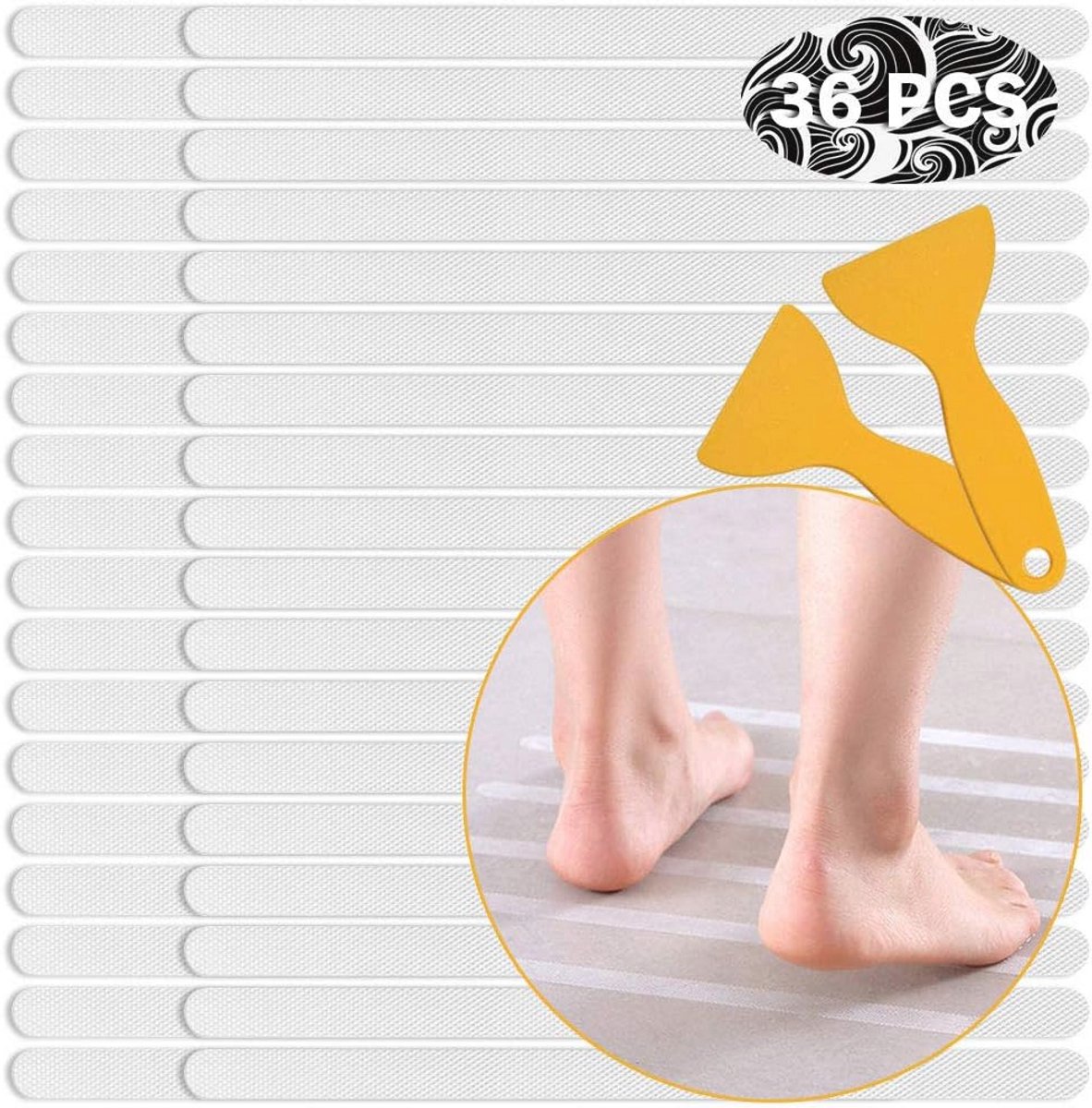 Antislip Strips - 36 Stuks Transparante Bad Stickers voor Veiligheid op Trappen en Gladde Vloeren