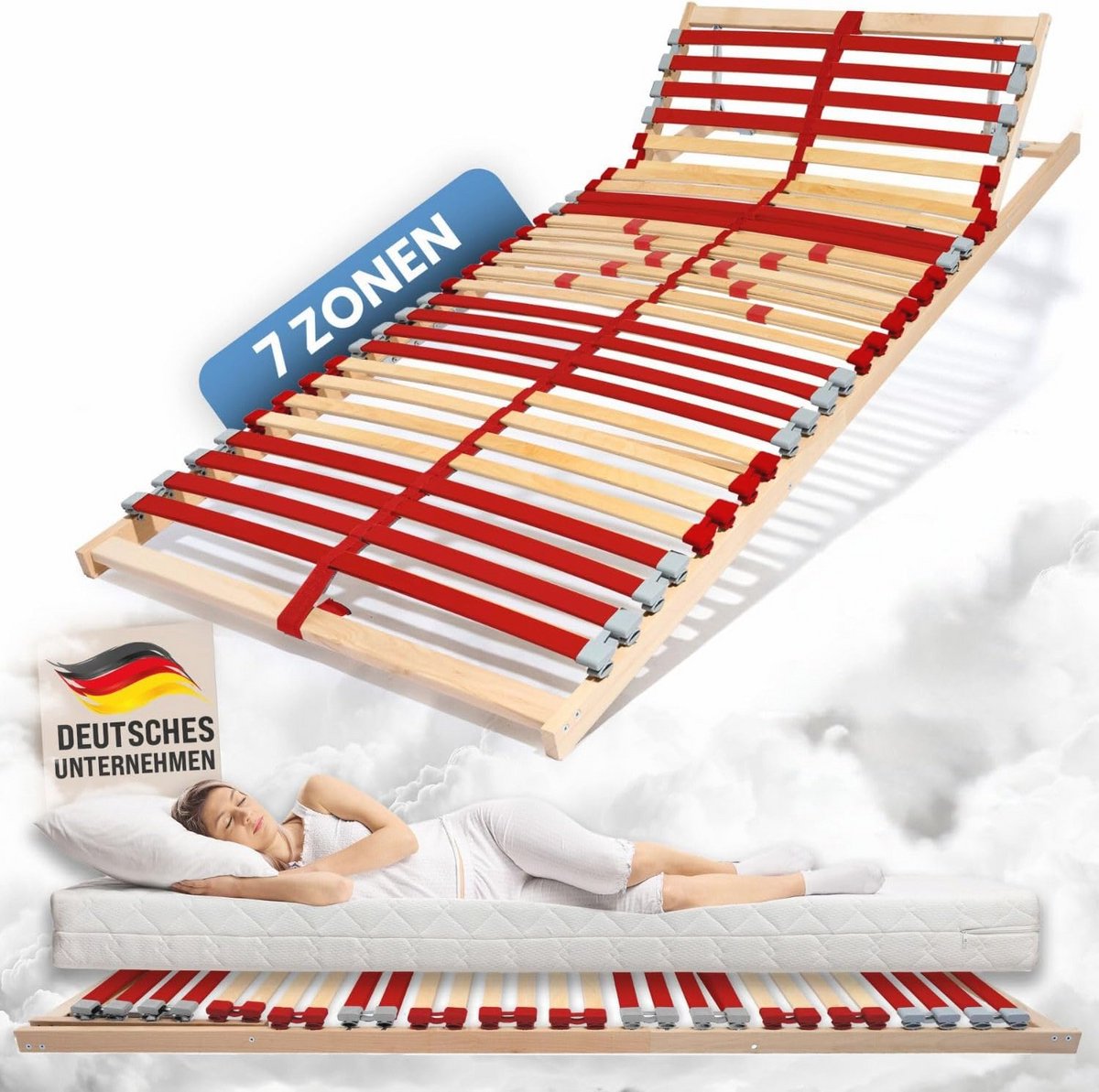 Ergonomische 7-Zone Lattenbodem 80 x 200 cm - Verstelbare Hardheid voor Optimale Slaapervaring