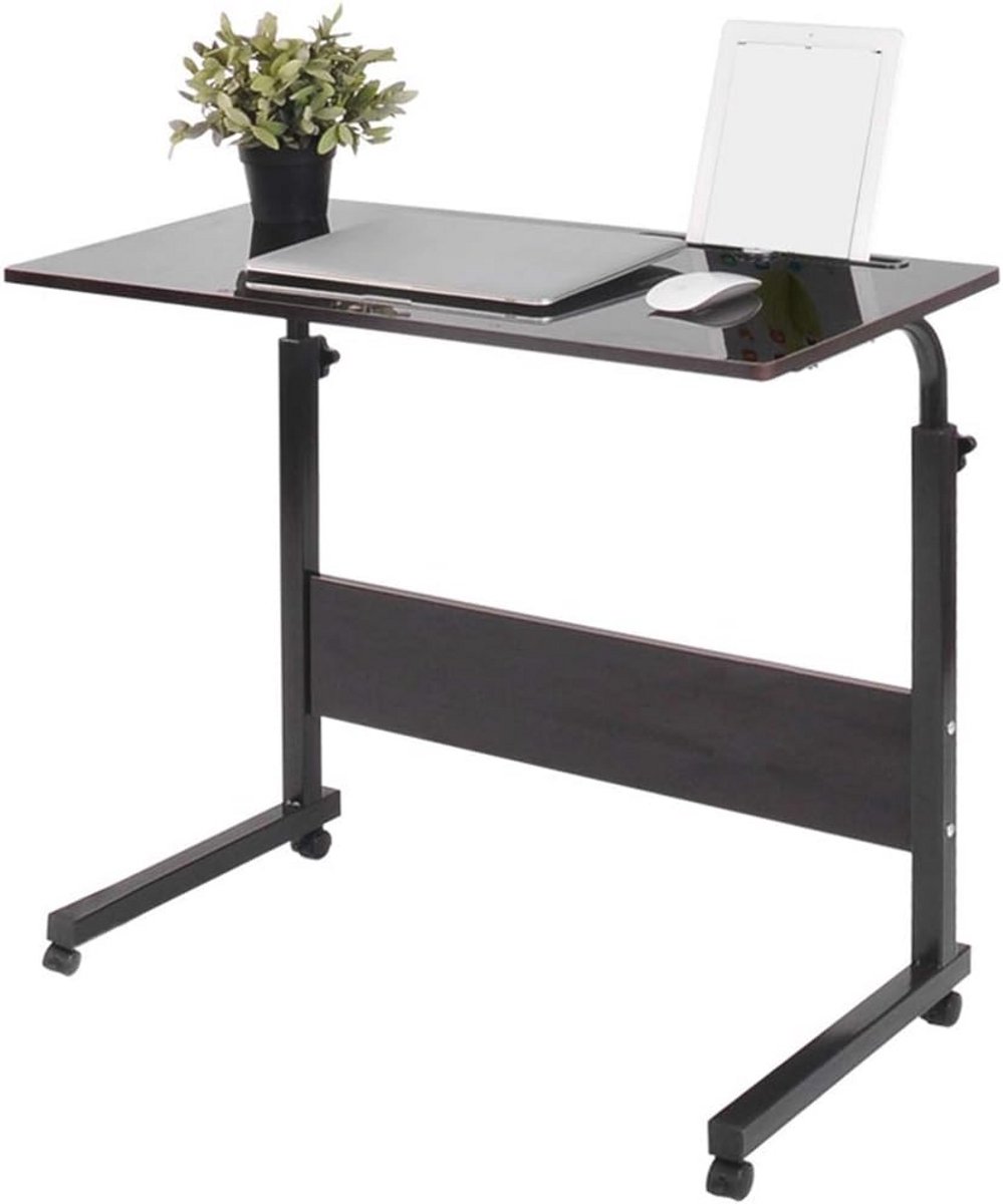 Verstelbare Laptop Roltafel Met Wielen - Mobiele Bijzettafel Voor Thuiswerken (Zwart)