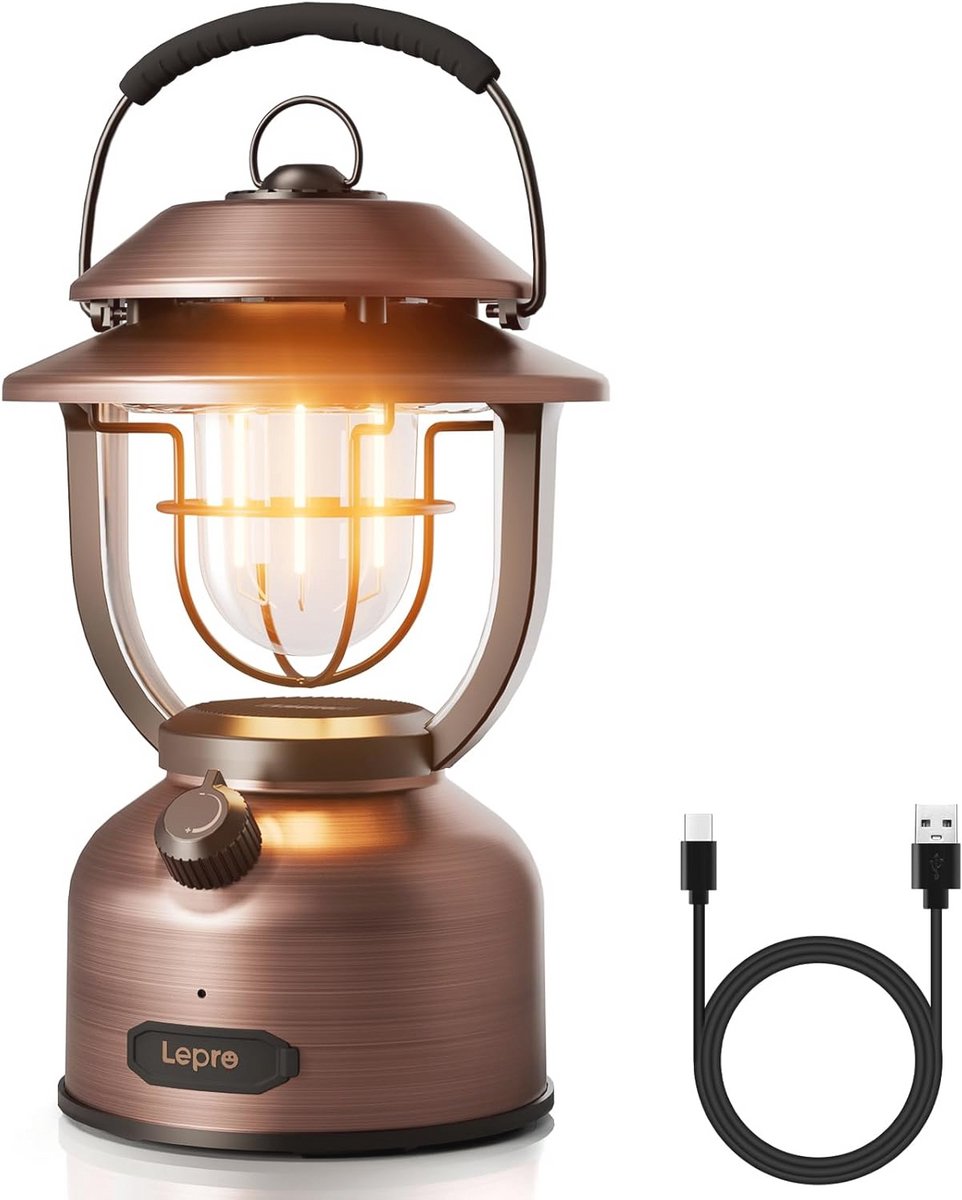 Oplaadbare Campinglamp 1000 Lumen - Dimbaar Warm & Koud Wit - Voor Buiten en Binnen