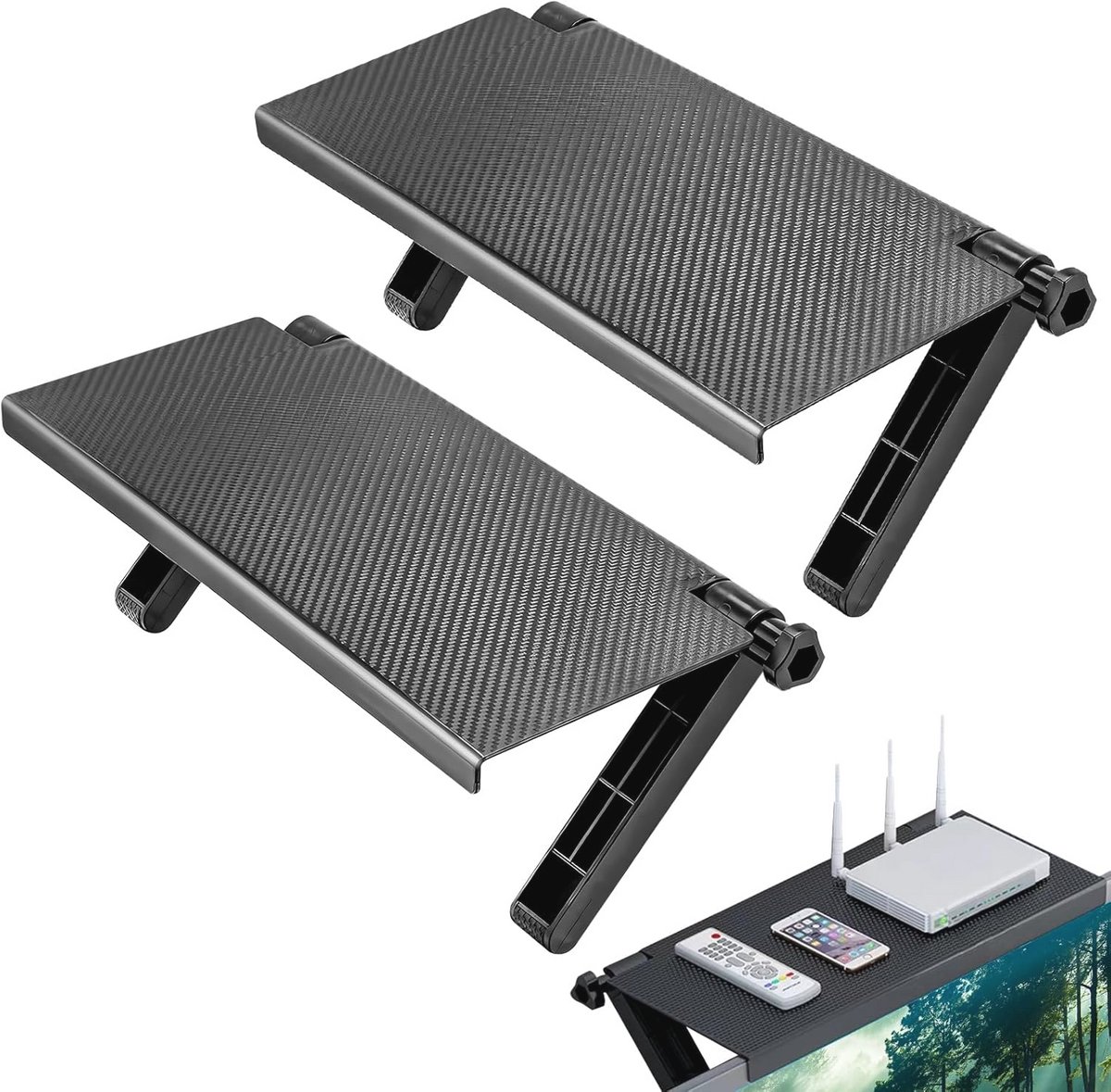 Instelbaar beeldschermrek voor monitor met opbergruimte - 33 x 16 cm