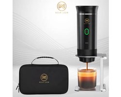Nova Loom - Draagbaar Espressomachine Pro inclusief Travelbag en houder voor auto, thuis en camping - Multifunctionele 3-in-1 draagbare elektrische reiskoffieapparaat - Capsule, cups en Poeder - Zwart - draadloos - makkelijk oplaadbaar