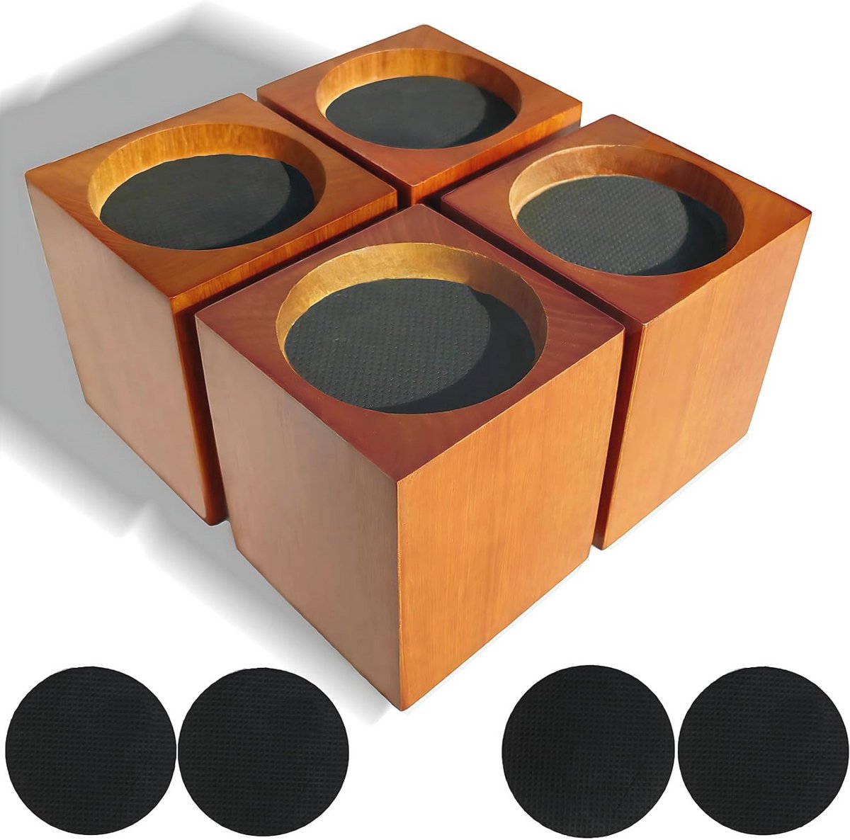 Houten meubelverhogers 10 cm - 4 stuks, zware verhogers voor bank, bureau en stoel
