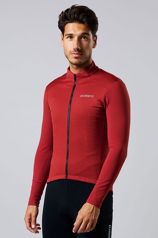 Acelera Veste d'hiver polaire intermédiaire rouge bordeaux - Thermo - Veste de cyclisme - Veste de cyclisme - Veste de cyclisme - Homme - Maillot de cyclisme manches longues - Taille L
