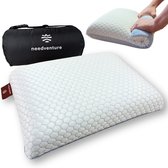 needventure® Reiskussen Cool & Comfort - Kampeerkussen - Opvouwbaar Nekkussen - Traagschuim Kussen - Mini Hoofdkussen - Memory Foam - Kinderen en Volwassenen - Geschikt voor Auto en Vliegtuig - Voorkom Nekklachten