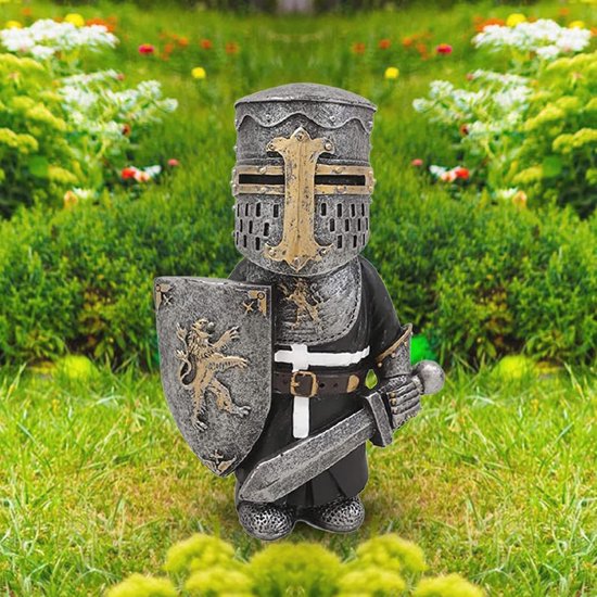 Lrxinki Ridder standbeelden ornamenten, hars ridder kabouter guard tuin sculptuur, middeleeuwse ridder pantser gothic standbeeld, tempeliers beeldje voor het beschermen van uw tuin (B