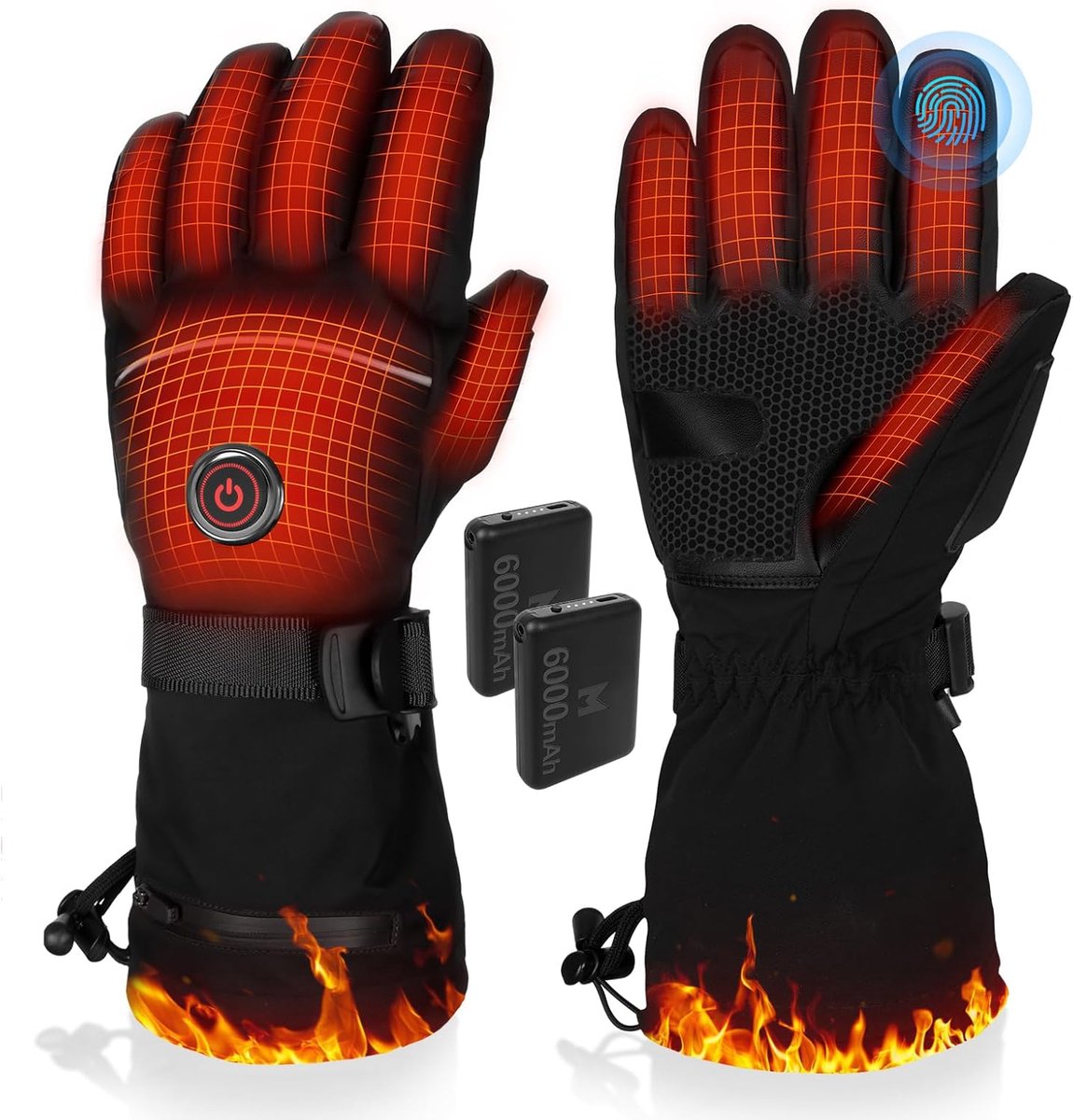 Verwarmde handschoenen 5V 6000 mAh oplaadbaar waterdicht en antislip vernieuwd model voor mannen en vrouwen perfect voor motorrijden jagen skiën en buitenshuis werken Zwart