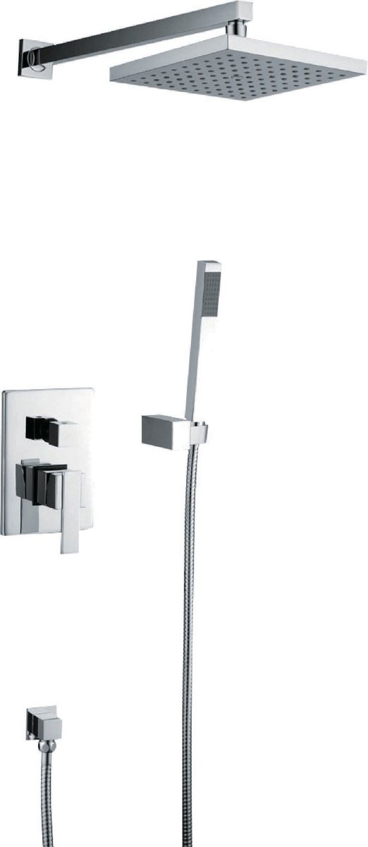 Hudor Inbouw Doucheset SC213 Enipée - Chroomkleurige Design Inbouw Douchekraan met Vierkante Douchekop en Handdouche - Moderne Inbouwdouche