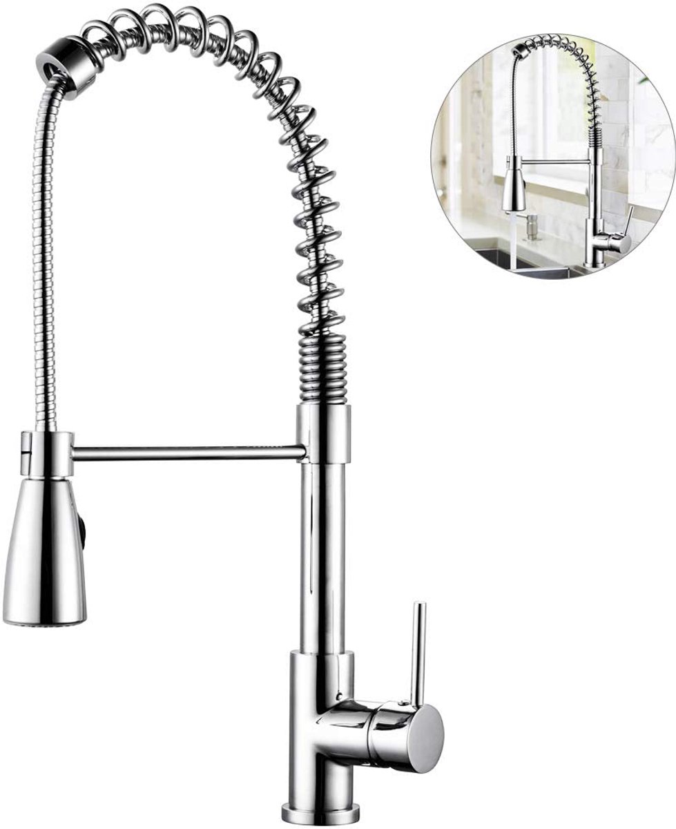 Hudor Keukenkraan met Uittrekbare Uitloop - Messing Chrome Collectie Erymanthe - Draaibare Keuken Kraan - UPC Gecertificeerd - Waterbesparend