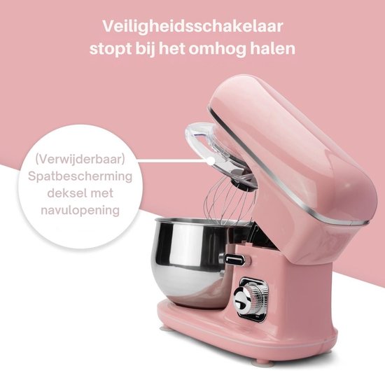 SNJY® Keukenrobot - Keukenmachine - Foodprocessor - Keukenmixer - 1100 W - 5L - Roze van Merkloos — afbeelding 4