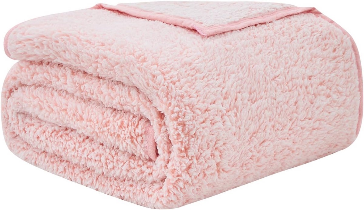 Ultra Zachte Warme Sherpa Deken - Fuzzy Fleece Plaid - Omkeerbare en Lichtgewicht 228 x 228 cm