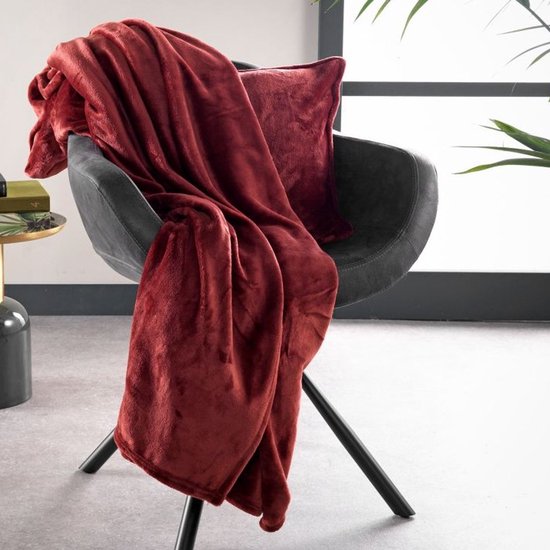 Dutch Decor - BILLY - Plaid 150x200 cm - flannel fleece - superzacht - Merlot - rood bordeaux