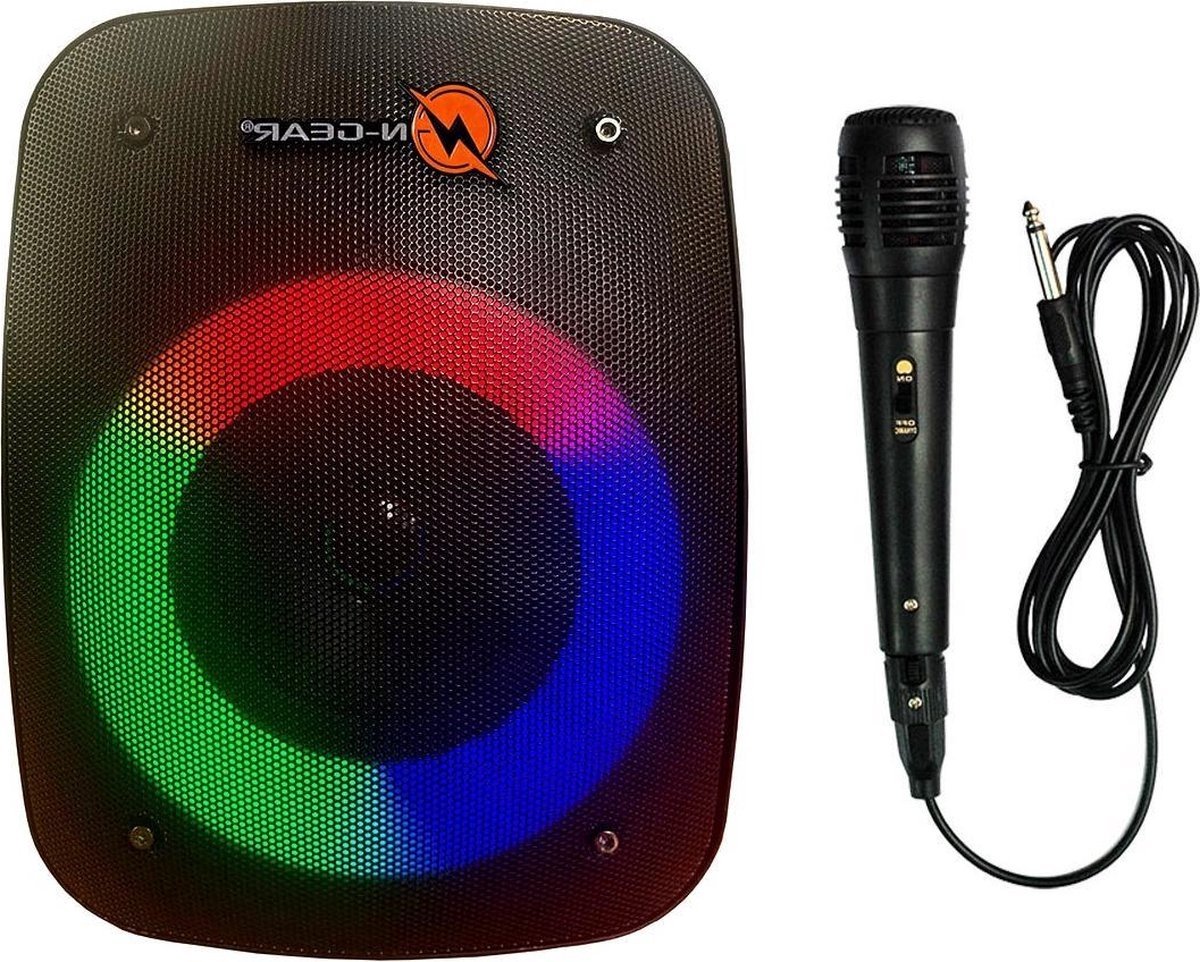 Karaoke Set N-GEAR LGP 4 Studio – Het Feest van Tante Rita Editie - Draadloze Bluetooth Party Speaker - Karaoke Set - inclusief 1 microfoon (met snoer)- Discoverlichting – Minidisco – USB stick met meezing liedjes uit de film Tante Rita