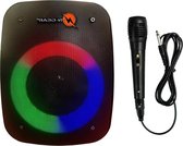 Rockjam 10-Watt Oplaadbare Bluetooth Karaoke Machine Met Dubbele Microfoons Voice Changing Effecten En Led Verlichting Roze
