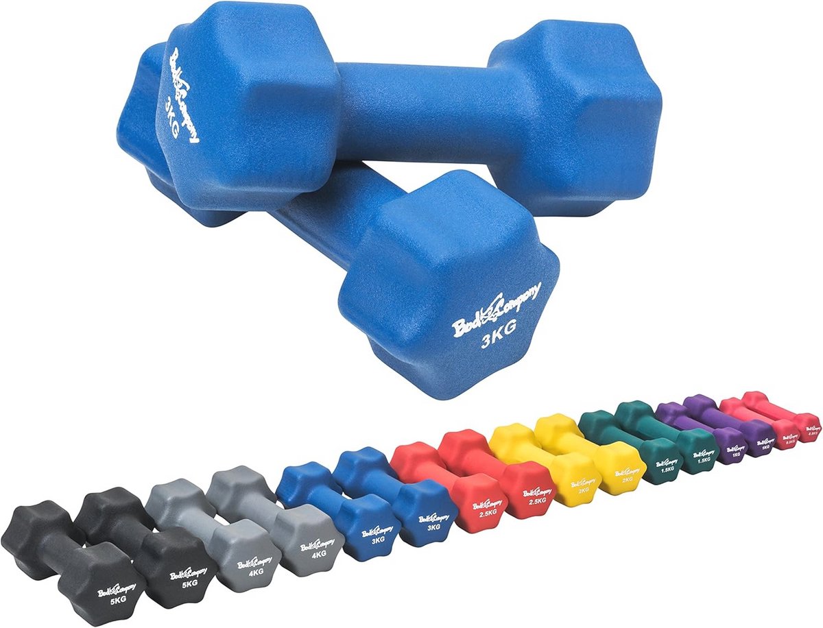 Neopreen Halters 2 x 3 kg - Korte Dumbbells voor Fitness, Gymnastiek en Aerobics - Thuis Gym Dumbbells voor Mannen en Vrouwen