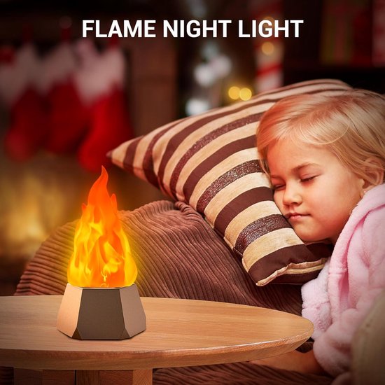 Fake fire lamp, oplaadbare vlamloze verlichting met LED verlichting met knipperende vlammen, ideaal voor outdoor camping, vakantie, halloween, kerstmis en thanksgiving tafels, binnenplaats decoratie, in 3 modi. — afbeelding 2