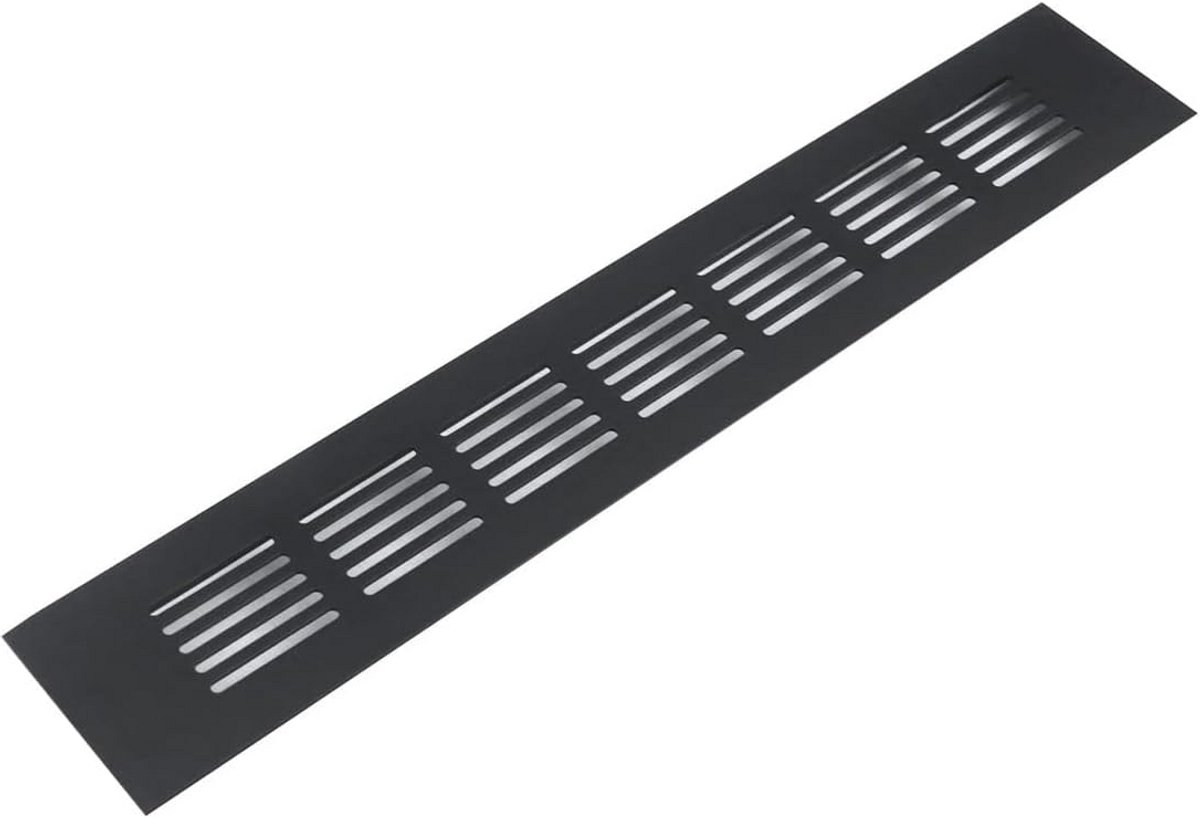 Ventilatierooster van Aluminiumlegering - Rechthoekig Luchtrooster voor Kasten - 50 x 300 mm - Zwart