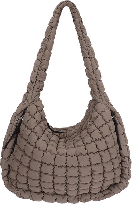 Grote Puffer Tote Bag, Gewatteerde Donszakken voor Vrouwen Zachte Ruimte Totes Puffer Bag Rooster Crossbody voor Herfst Winter, Wit, Large