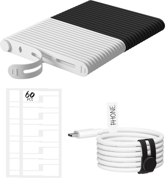 QWORK® 100 stuks kabelbinders met labelpaneel, zelfsluitende afscherming voor kabelbeheer en schoenen, kleding, bagagelabels, gebruikt (wit