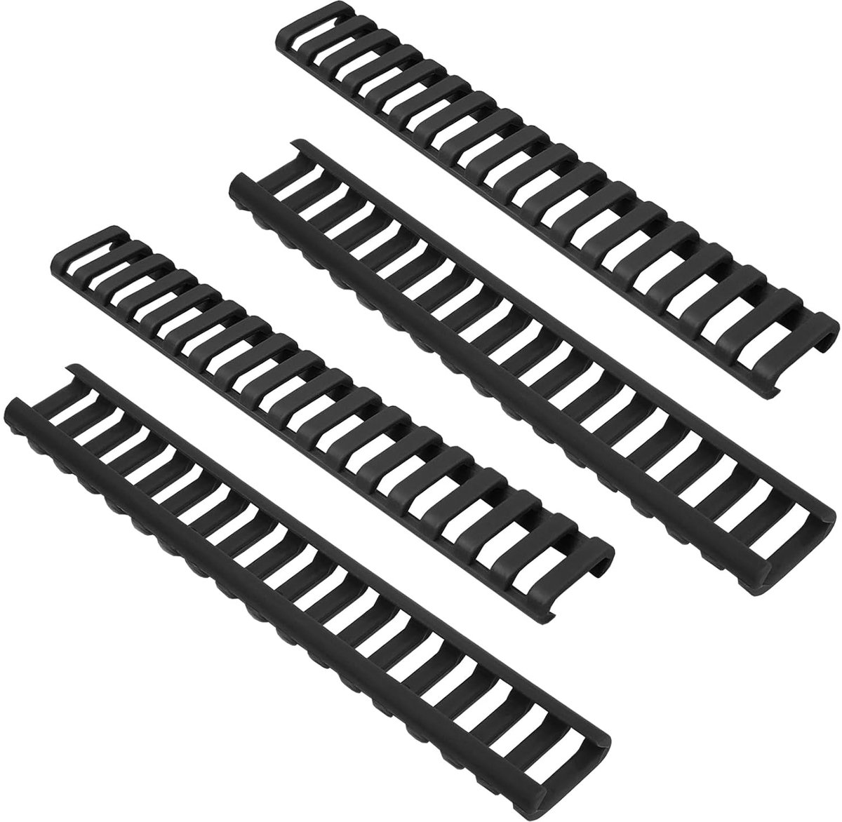 Rubber Rail Cover - Picatinny Rail - 18-Way Rubber Rail Protection Ladder - Zwart - 4 Packs