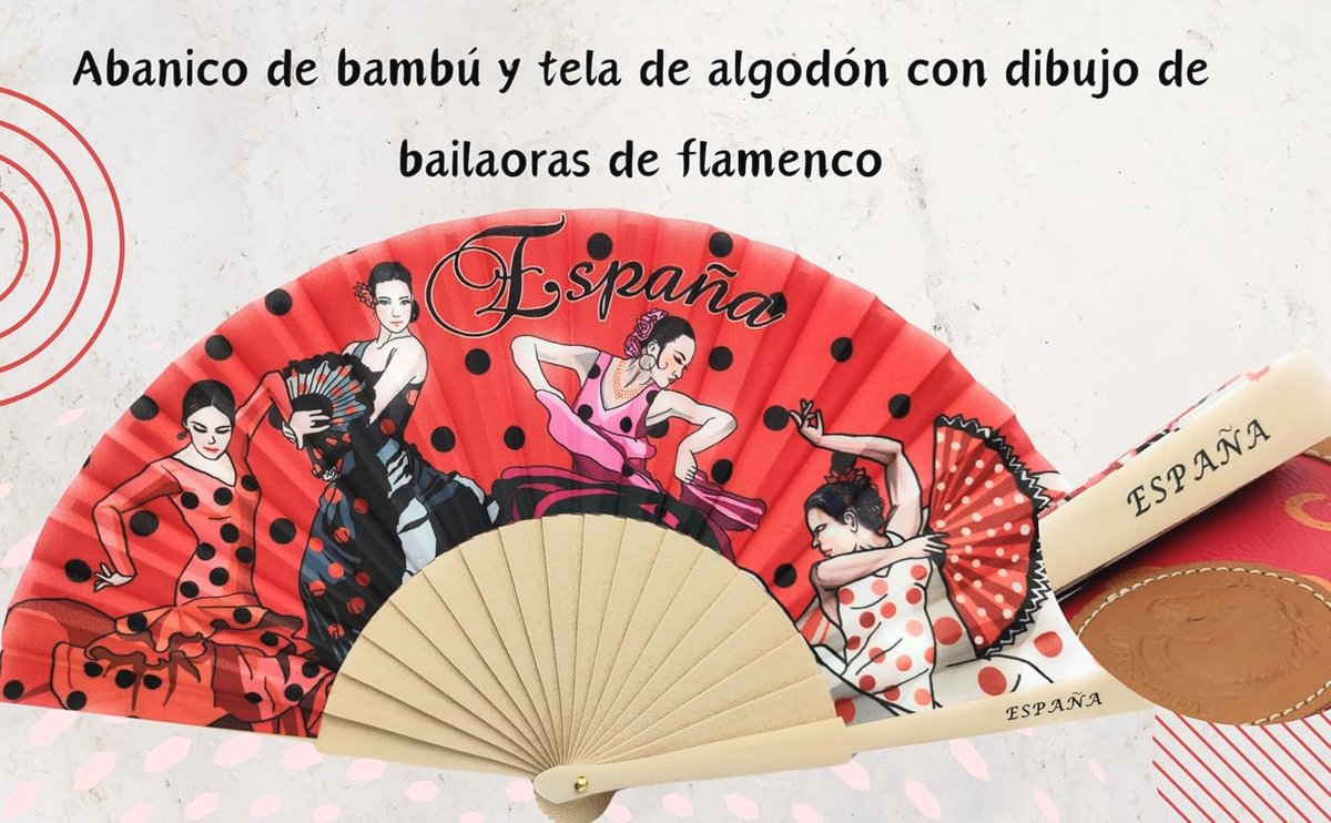 Flamenco Waaierset met Leren Hoes en Castagnetten - Cultuur en Traditioneel Accessoire