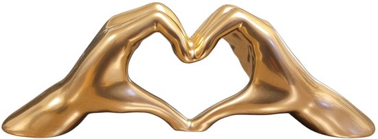 Gilde Handwerk - Heart Sign Hands - Beeld Sculptuur - High gloss Goud - Keramiek woondecoratie - liefdes handen