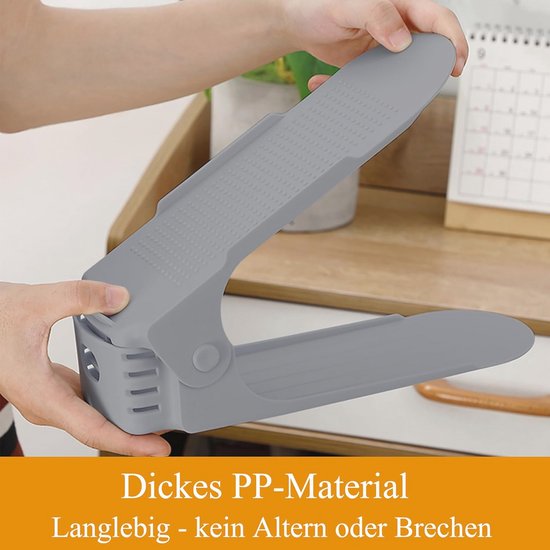 Froadp 20 stuks verstelbare schoenenrekken, antislip, schoenhouders, 3 in hoogte verstelbaar, PP, dubbellaagse schoenenstapelaar, set, ruimtebesparend, schoenenopslag (grijs