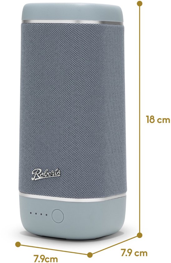Bluetooth 5.0 draagbare speaker Roberts Reunion blauw, 360° geluid, waterdicht IPX7, 18 uur batterij, microfoon