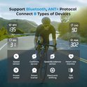 Een wielrenner toont de verbinding met verschillende apparaten via Bluetooth en ANT+.