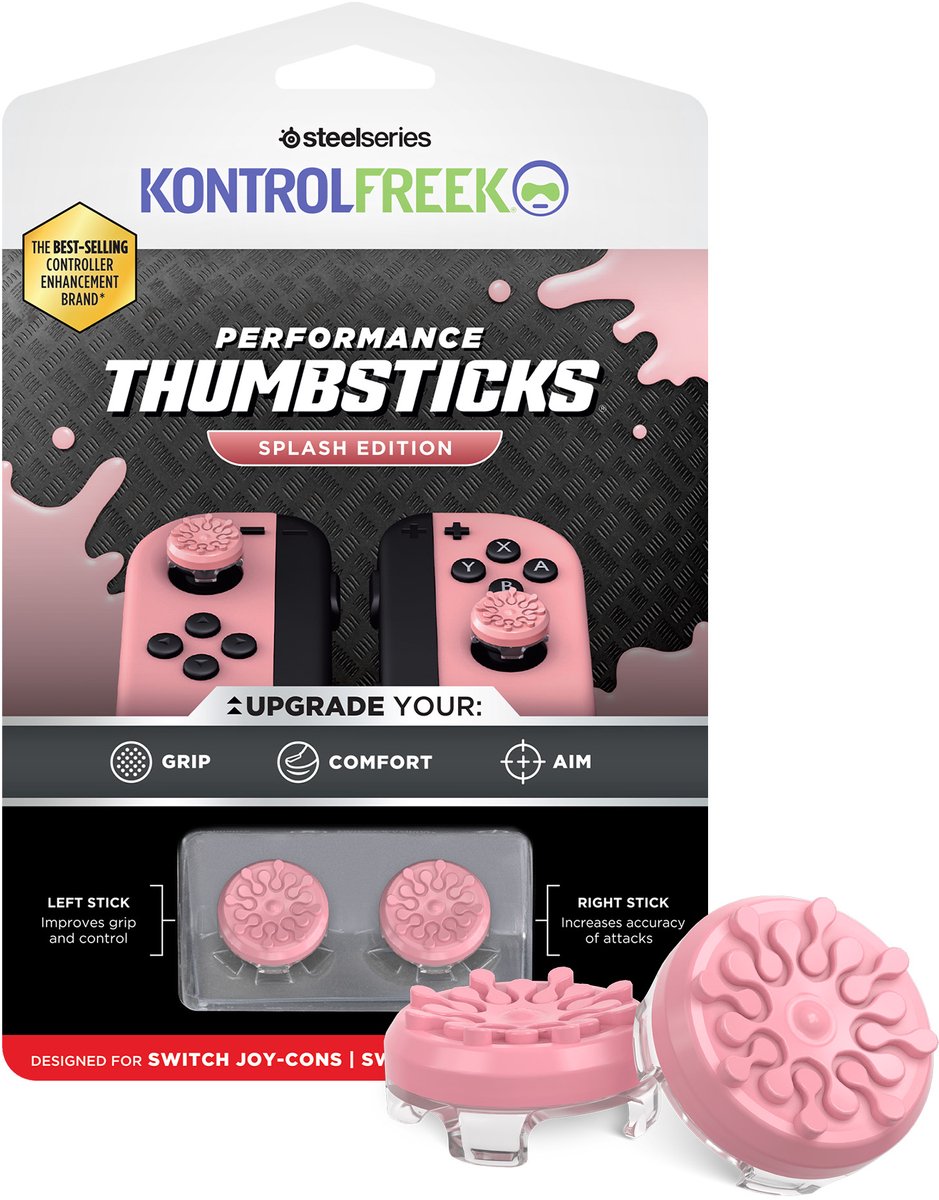 KontrolFreek Performance Thumbsticks - Switch 1 Joycon - Splash Pastel/Roze