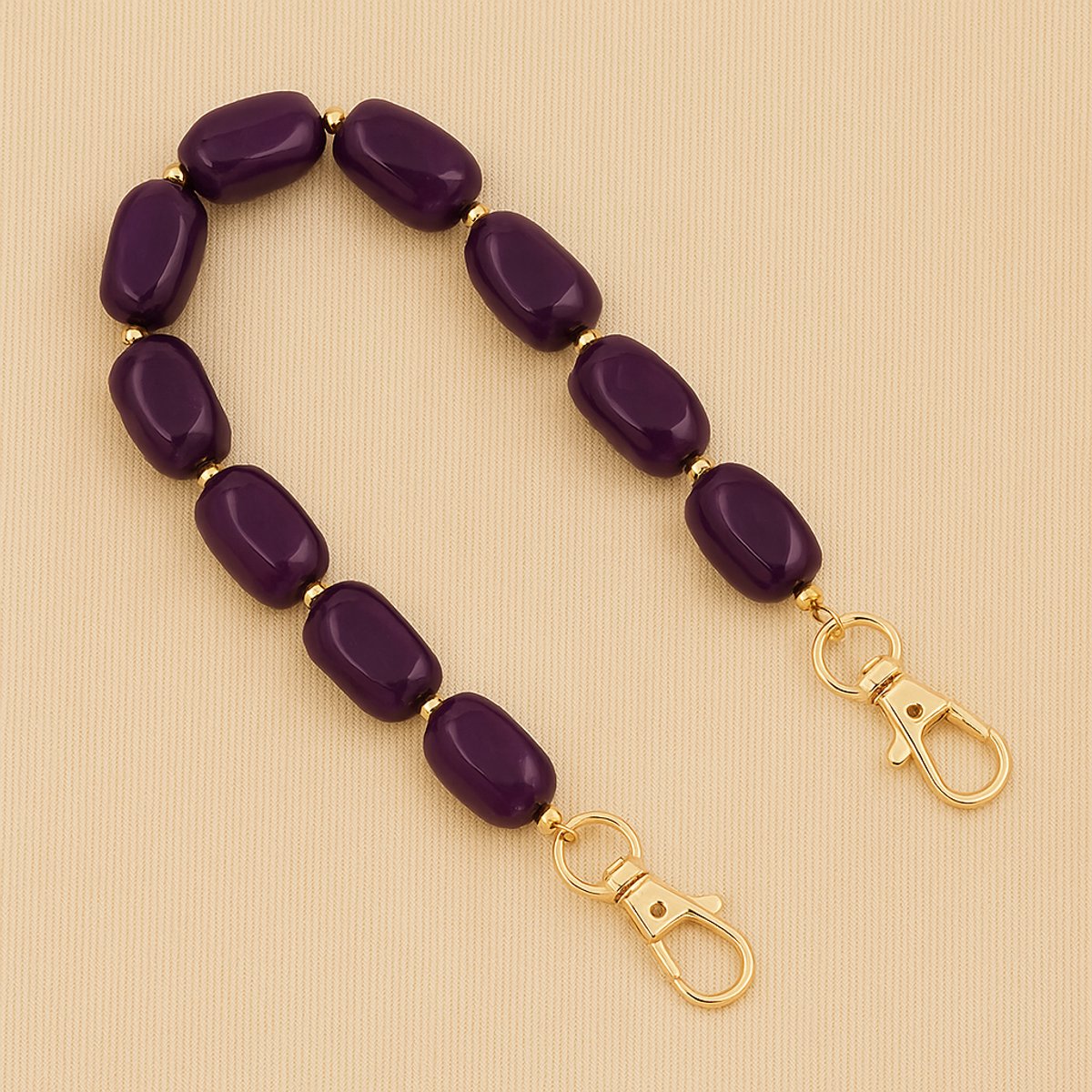 Telefoon Handstrap Paars Amethyst Style – Trendy Smartphone Polsbandje met Kralen – Wrist Strap / Keycord – Modieus Telefoon Accessoire - Cadeau voor vrouwen - Valentijn cadeau vrouw