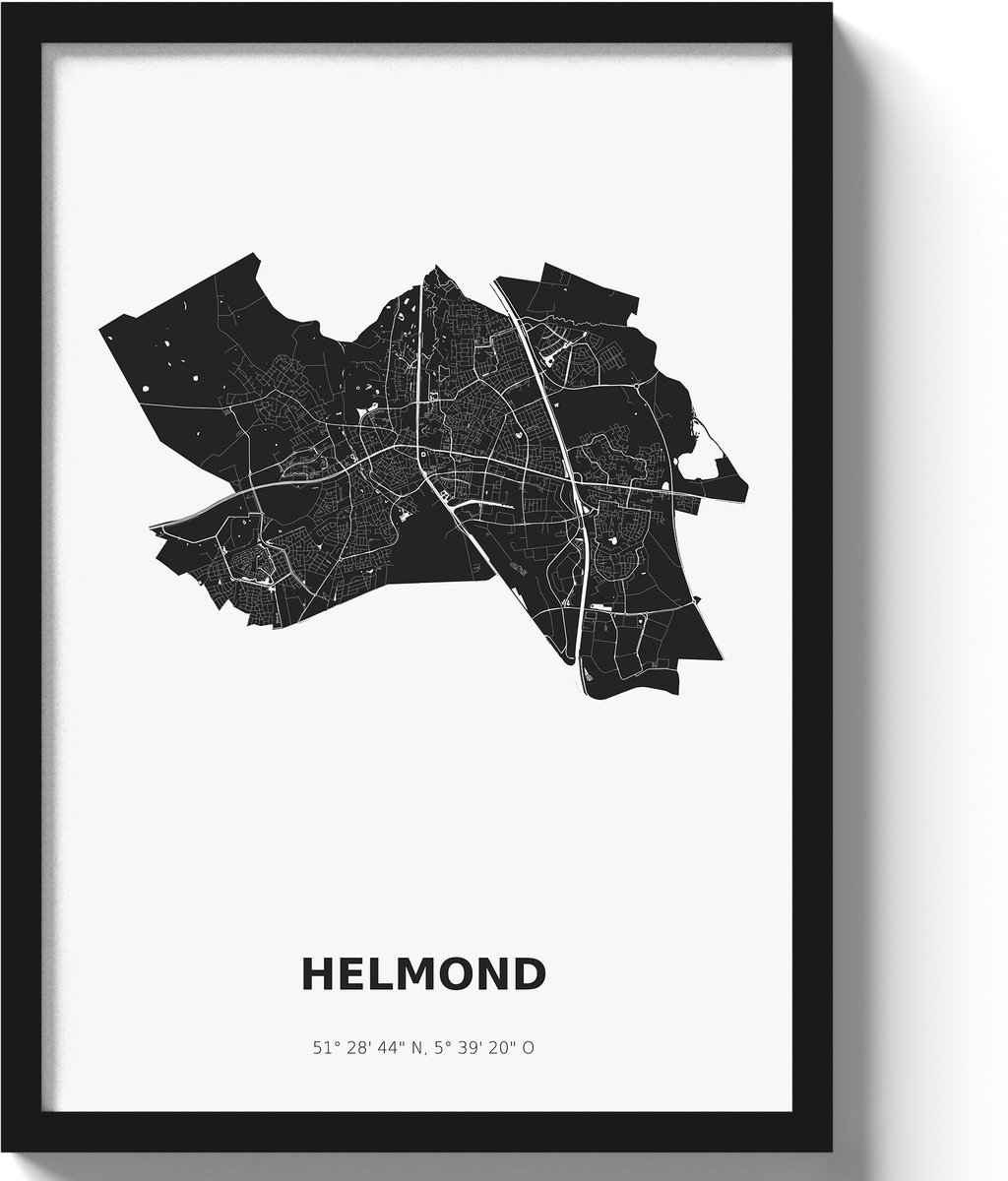 Poster Helmond A2 - 42 x 59,4 cm - Zwart/Wit (Exclusief Lijst)