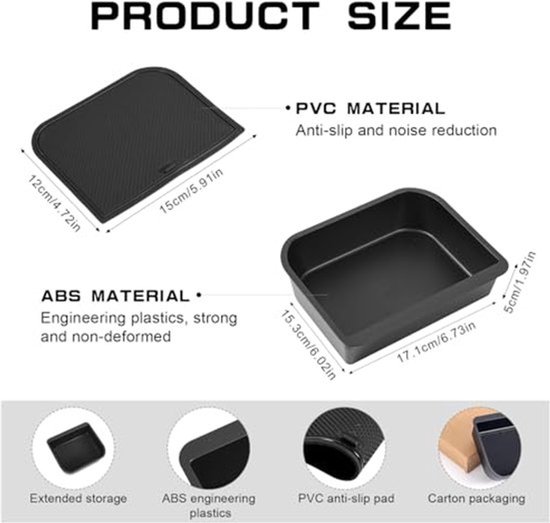 Prado 250/GX 550 2024 2025 - Centerconsole Koelbox Organizer - Zwart ABS met Silicone Pad — afbeelding 4