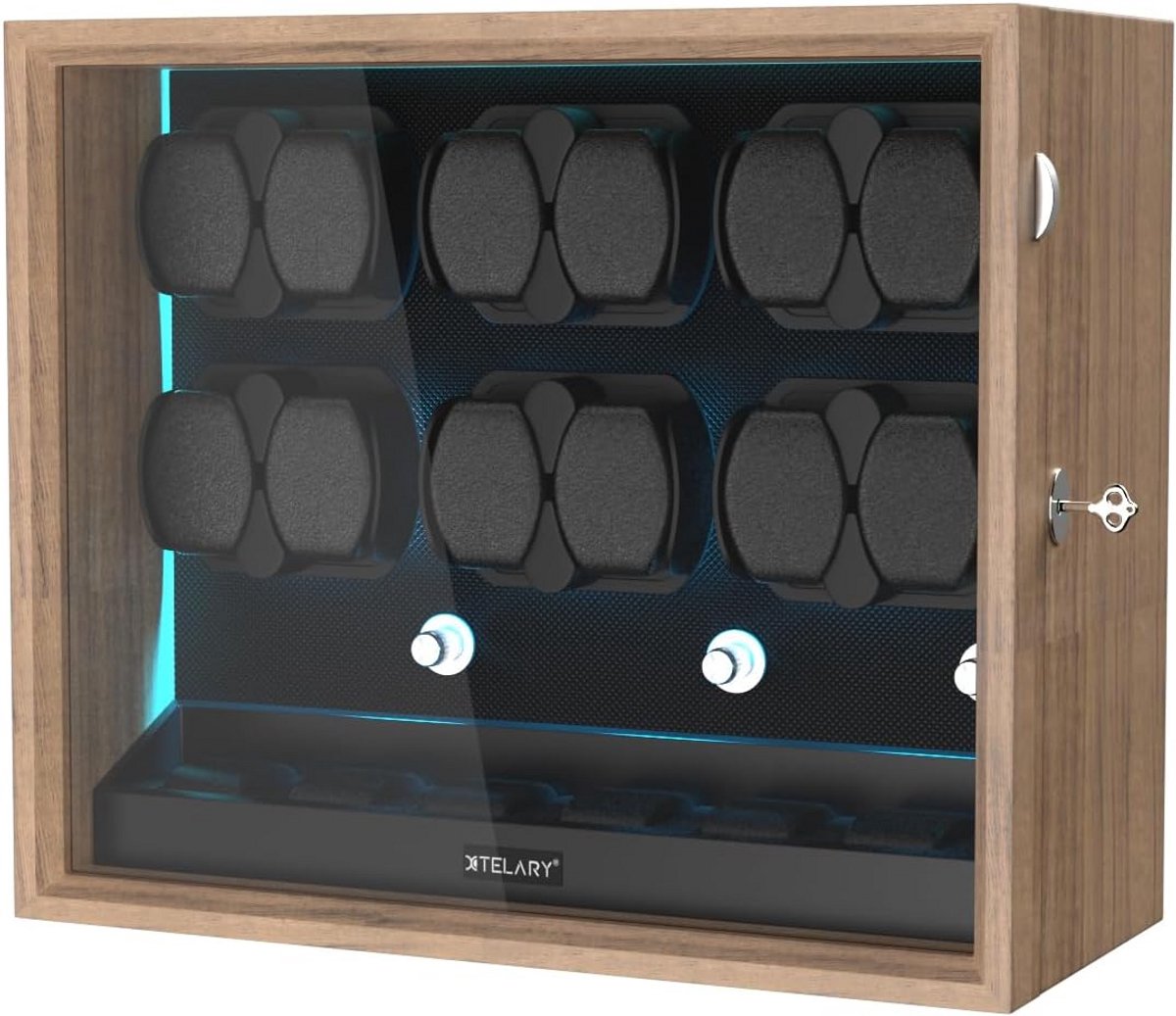 Lockable Automatische Horlogewekker - 4-6-8-12 Horloges, 4 Rotatiemodi, Superstille Motor met LED-Verlichting