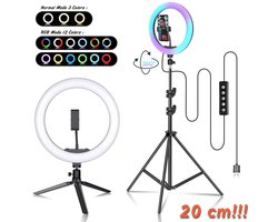 LuminexPro 12" Ringlamp – Compacte LED Ringlamp met Verstelbaar Statief, Smartphonehouder & Bluetooth Afstandsbediening – Bi-Color 3000K-5600K – Voor Vloggen, Make-up en Content Creatie