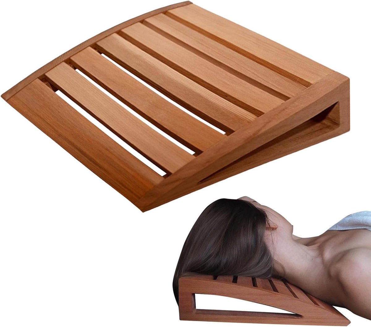 Houten Sauna Hoofdsteun Ergonomisch Ondersteuningskussen Met Antislip Voet Voor Infraroodsauna Stoomcabine Thuisspa Comfortabel Rustkussen Voor Volwassenen