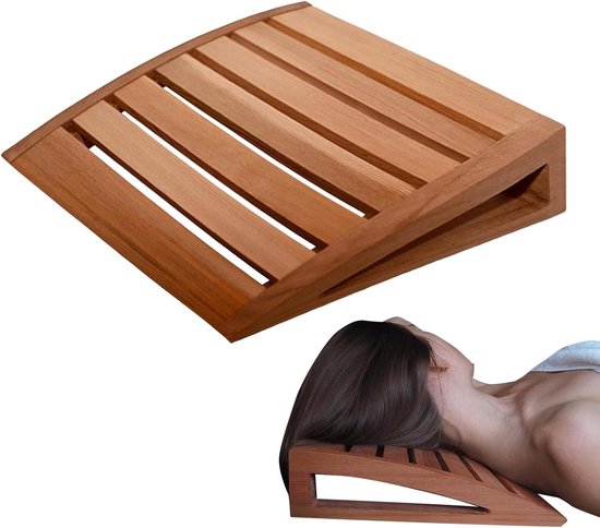 Pssopp Houten Sauna Hoofdsteun – Ergonomisch Roteerbaar Kussen Voor Nek- En Schouderontspanning
