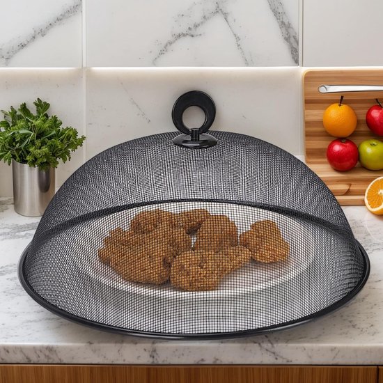 Ronde voedselafdekking, roestvrij staal, voedselafdekking, voor perfecte bescherming van levensmiddelen, barbecuegerechten, voor familiebijeenkomsten, feestjes met vrienden, kamperen，30*13.5cm — afbeelding 4