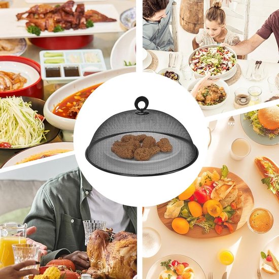 Ronde voedselafdekking, roestvrij staal, voedselafdekking, voor perfecte bescherming van levensmiddelen, barbecuegerechten, voor familiebijeenkomsten, feestjes met vrienden, kamperen，30*13.5cm — afbeelding 3